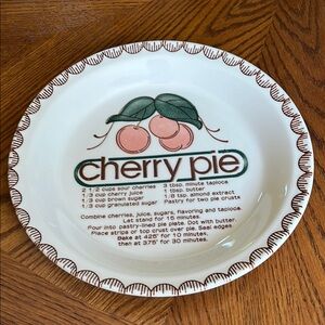 Vintage Mount Clemens Pottery Cherry Pie Recipe Plate